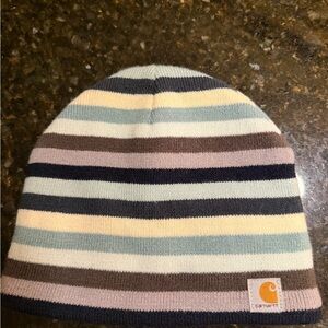 Carhartt Beanie with Stripes - Cream, Brown, Blue